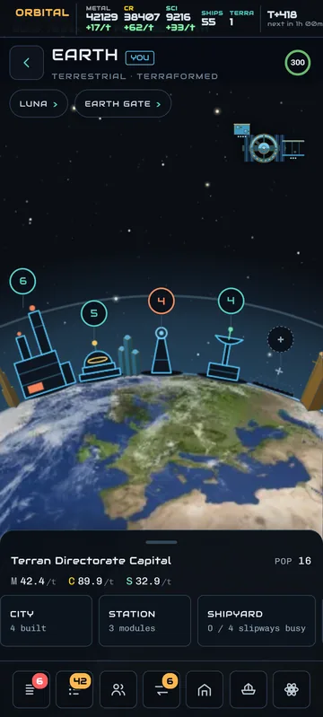 Earth’s world menu on a phone.